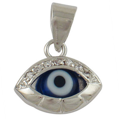 Rhodium Plated Zirconium "Eye" Pendant